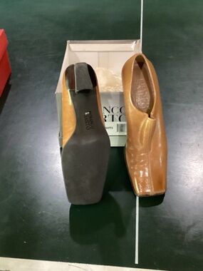 Franco Sarto Tan Leather Square-Toe Ankle Boots